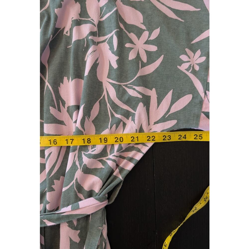 Pact Organic Cotton Floral Robe XL XXL Pink Gray Tie Waist Tropical Botanical - Picture 4 of 6